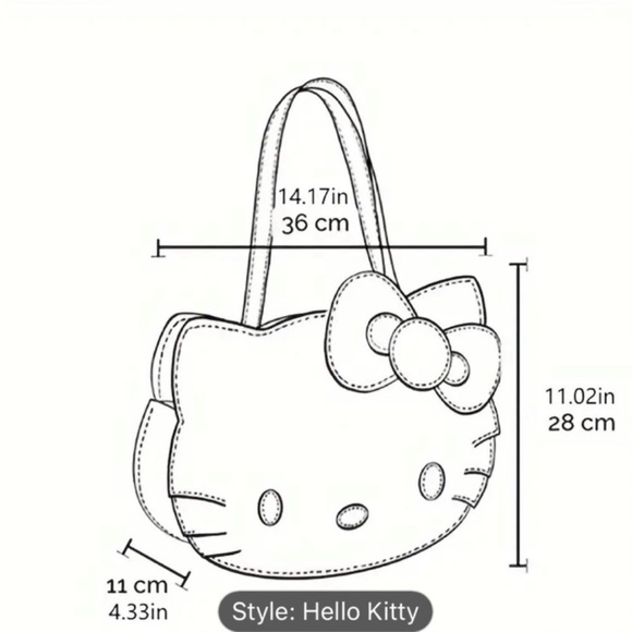 Vegan Leather Hello Kitty Tote, Hello Kitty Bag, Hello Kitty Purse, Faux Leather - Picture 9 of 9